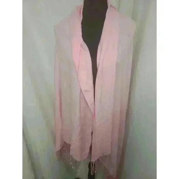 Pink Pashmina Wrap With  Fringe 78" x 33" - Picture 1 of 4